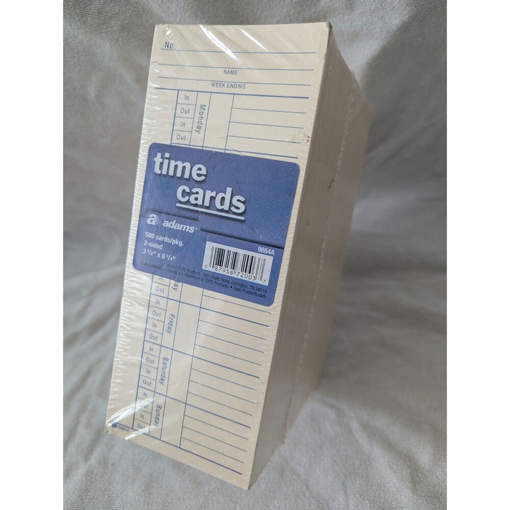 Adams Time Cards Weekly 2-Sided Manila Red/Blue 500 pack 3-3/8” x 8 1/4” 9664A